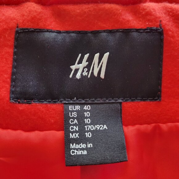 H&M Women's Hooded Red/Orange Short Women’s Zip Up Jacket – Size US 10 - Picture 2 of 16